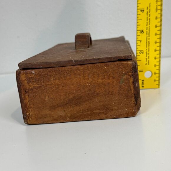 VTG Primitive Wooden Trinket Box Plain - Picture 12 of 12